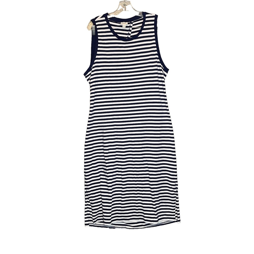 JCrew Women Size 2XL Nautical Coastal Preppy Tie Back Navy Striped Midi Dress